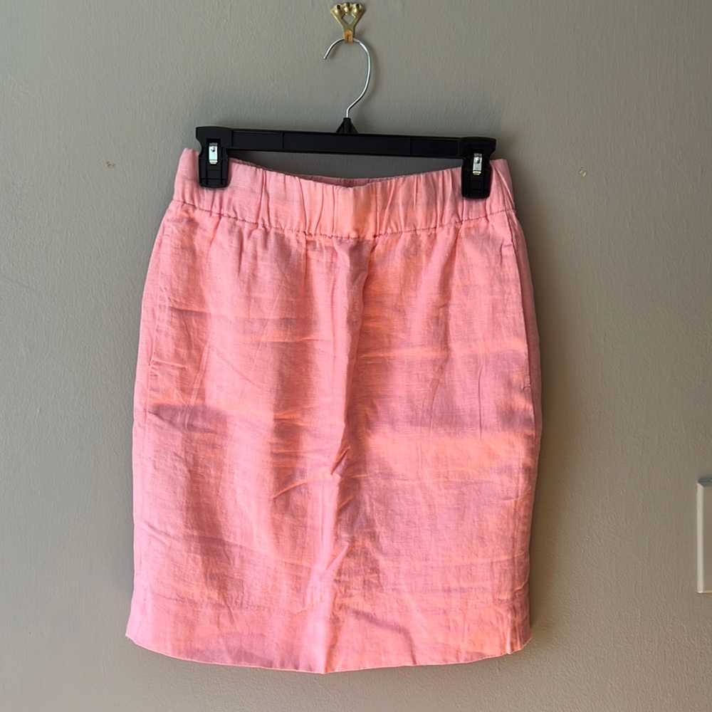 Jcrew pink linen skirt, NWT!
